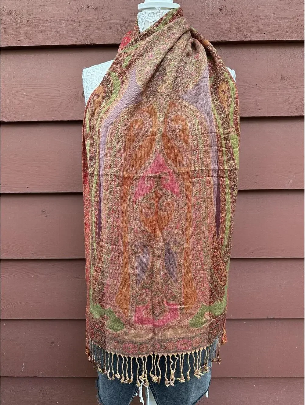 Multi Color Paisley Fringe Scarf